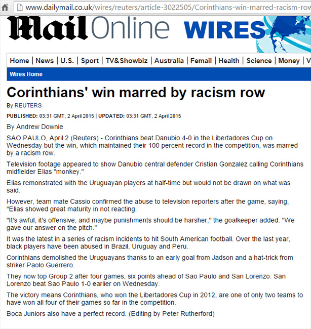 Daily Mail fala sobre o Corinthians