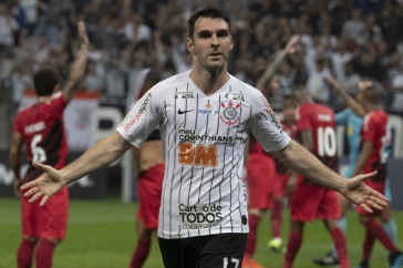 Boselli comemorando seu gol contra o Athletico-PR, pelo Brasileir�o, na Arena Corinthians