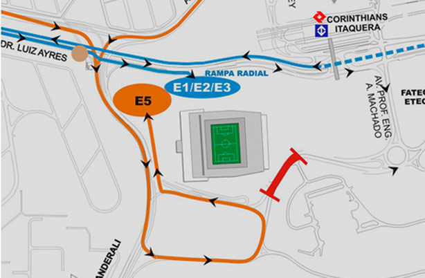 Mapa de estacionamento na Arena Corinthians