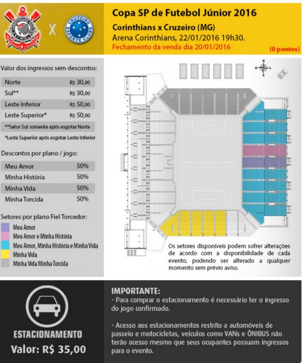 Preços dos ingressos para semifinal da Copa São Paulo de Juniores