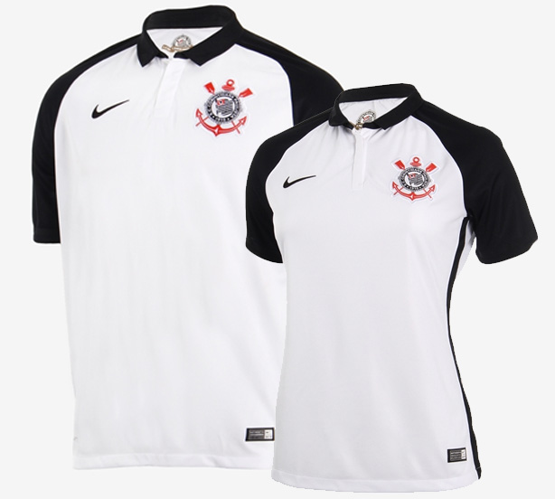 Camisa preta e branca do Corinthians para homens e mulheres