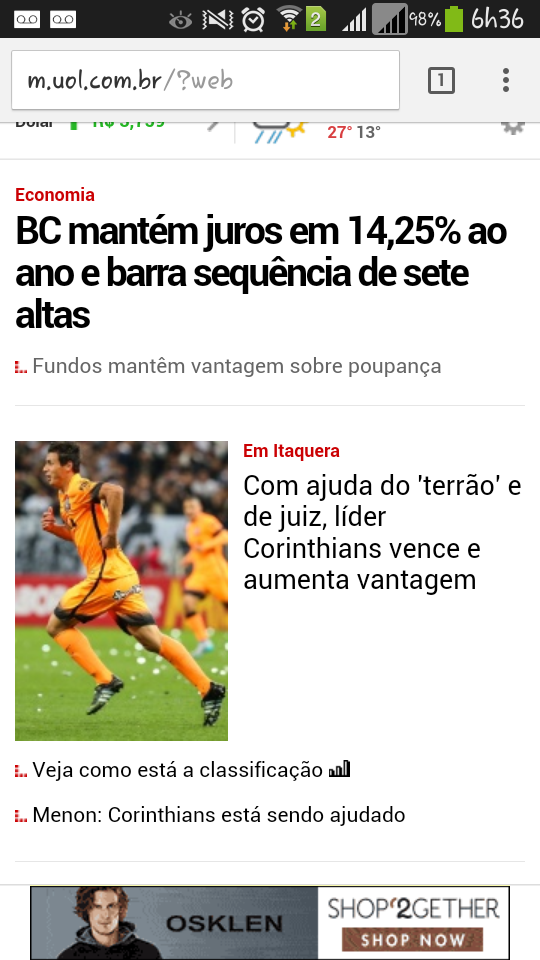Capa do UOL - Vergonha