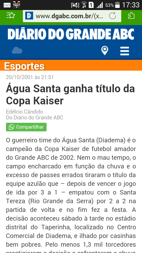 Agua Santa Jogava Copa kaiser
