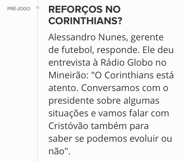 Alessandro fala sobre refor�os