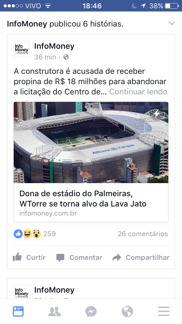 Infomoney afirma, "WTorre � a dona do est�dio do Palmares"