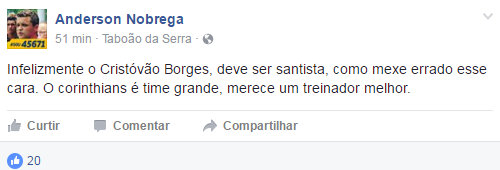 Olha ai o que o Presidente de ex time de gustavo acha de Cristvo Borges...