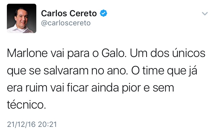 Carlos Cereto como sempre falando a verdade...