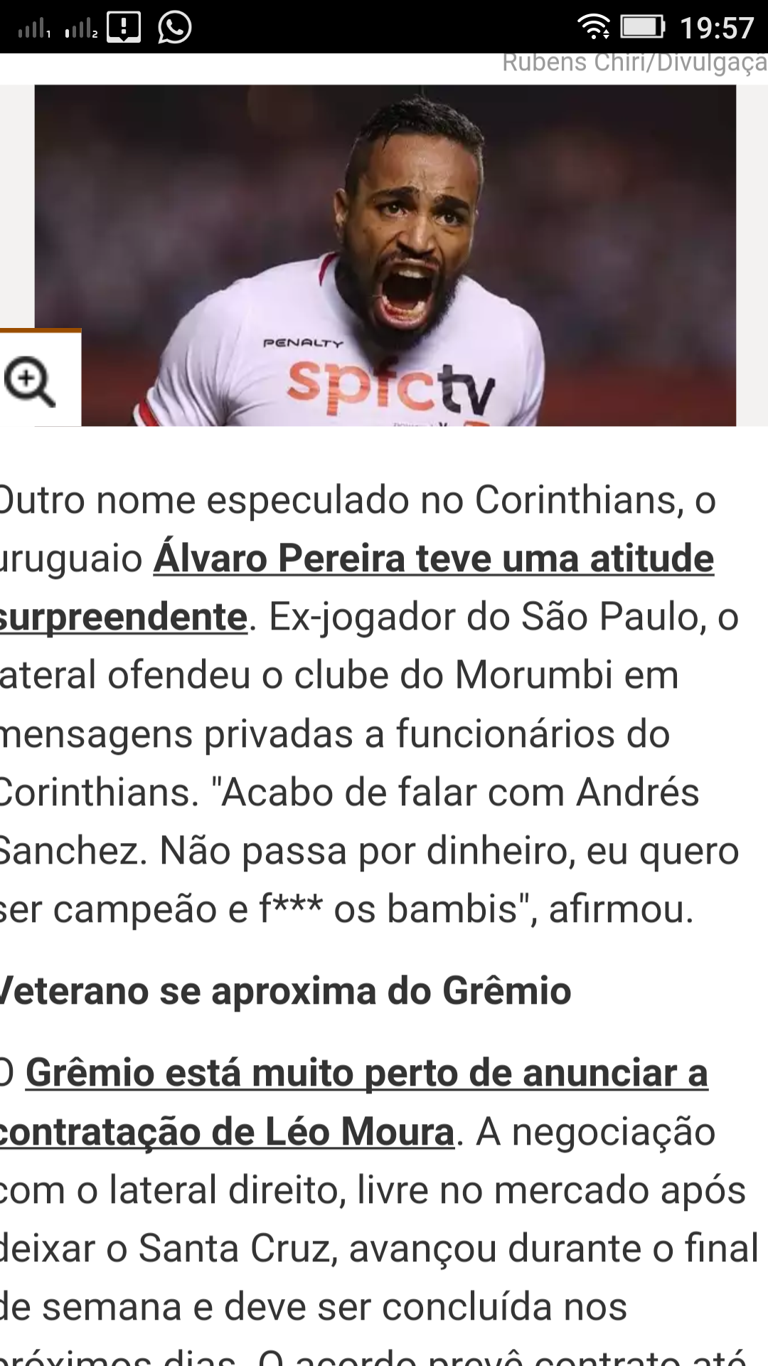 �lvaro Pereira louco pra jogar no Tim�o