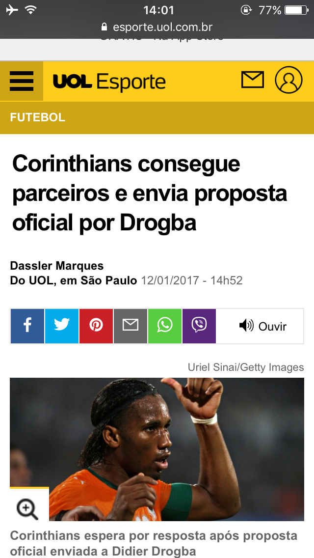 Corinthians consegue parceiros e envia proposta oficial por Drogba