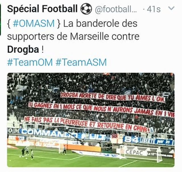 OLHEM o que a torcida do Olympique de Marseille est fazendo para Drogba...