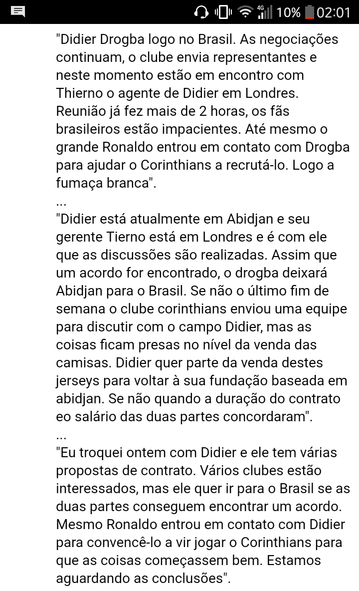 Entrevistado, jornalista marfinense revela-"Drogba quer jogar no Brasil"