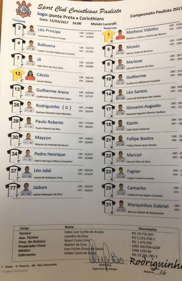 Corinthians escalado!