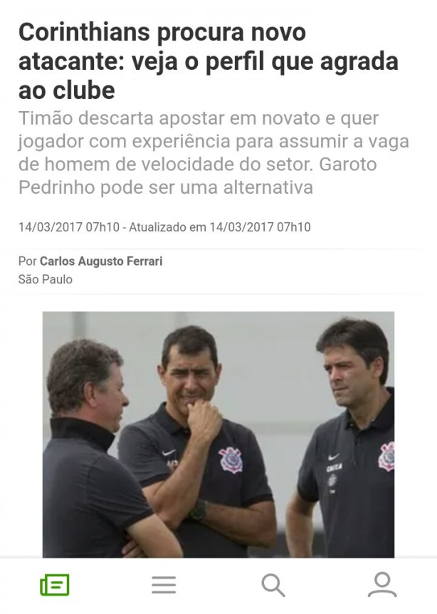 Corinthians procura contratao de novo atacante e descarta contratar revelaes.
