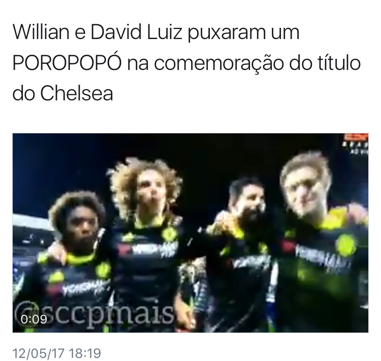 Vejam o que Wilian e David Luiz fizeram na comemorao do ttulo do Chelsea...