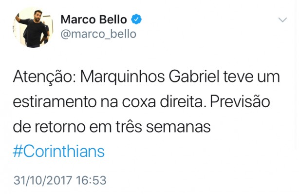 Marquinhos Gabriel - 3 semanas fora