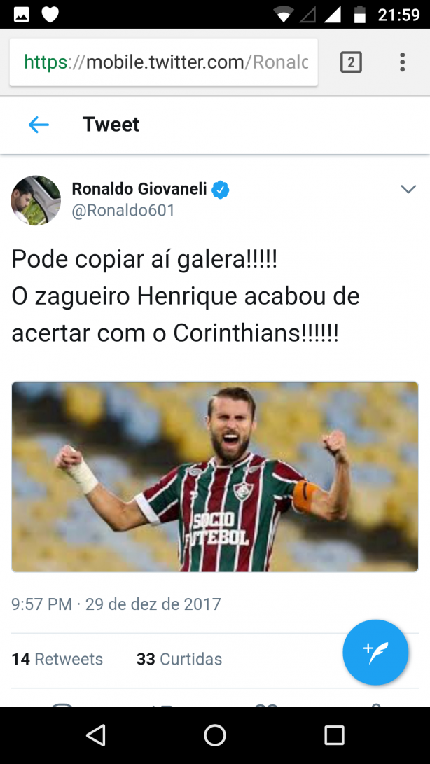 Henrique fechou com o Corinthians, segundo comentarista