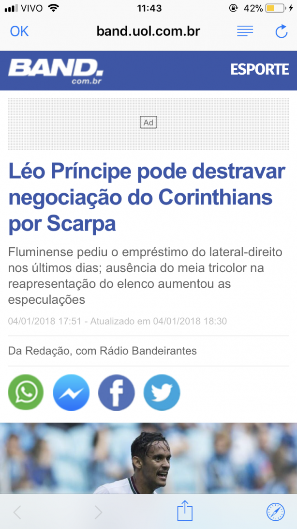Scarpa: Se for verdade, Corinthians se beneficiando