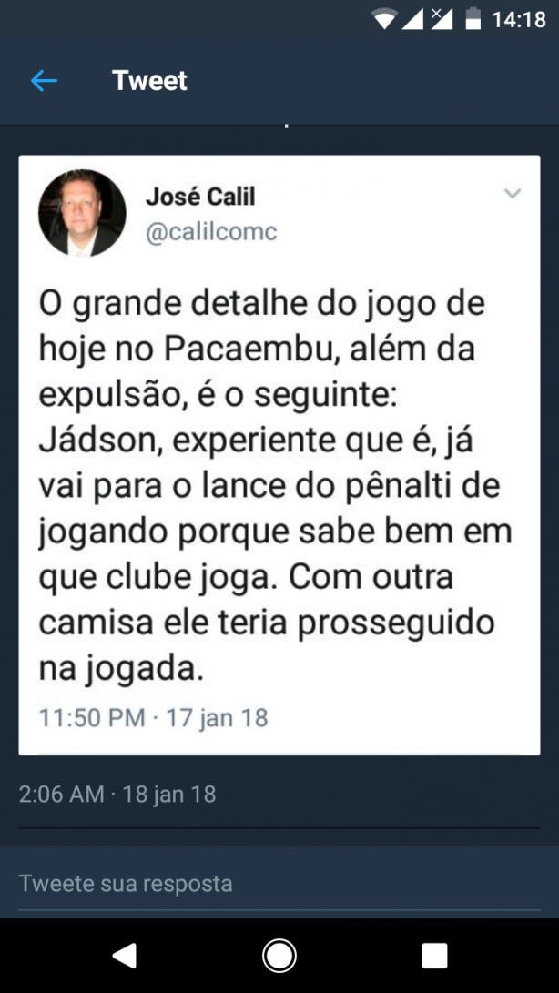 Jos Calil falando m**** do Corinthians.