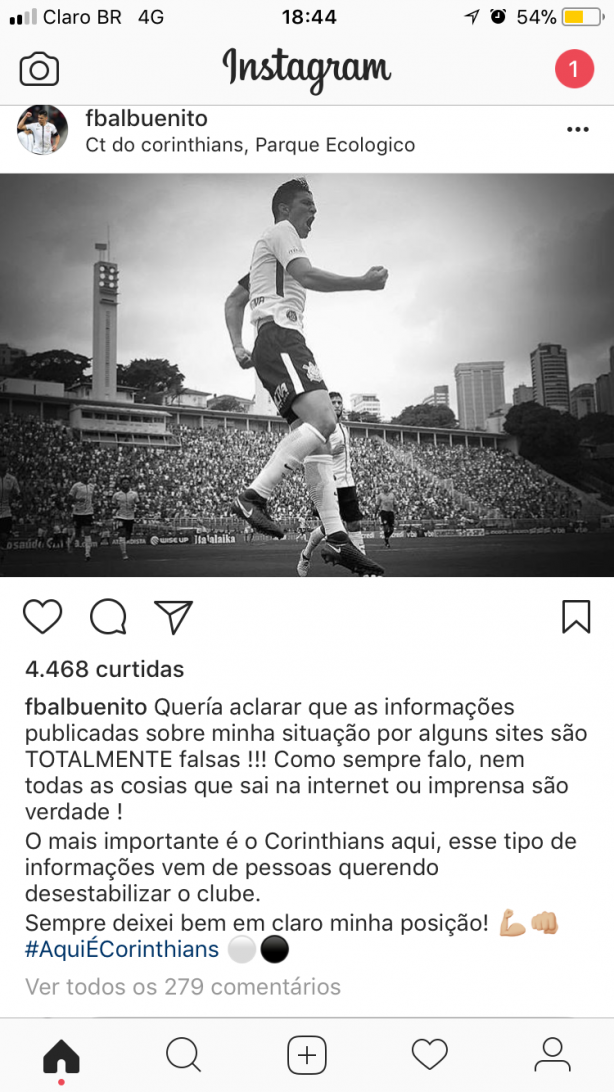 Balbuena se posiciona no Instagram