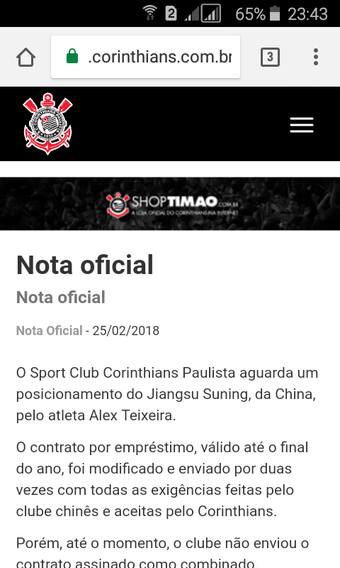 A Nota oficial sobre o Alex Teixeira s copiaram e colaram do site oficial do clube