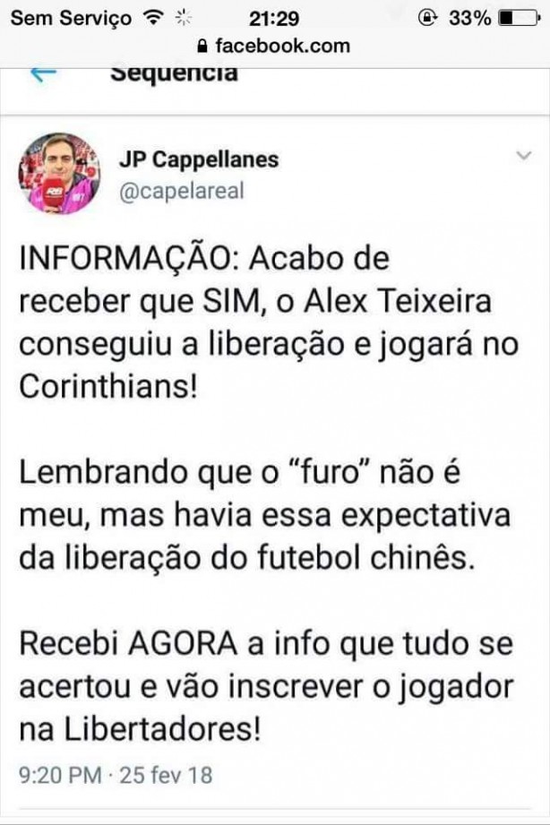 Confirmado! Alex Teixeira  do Corinthians!
