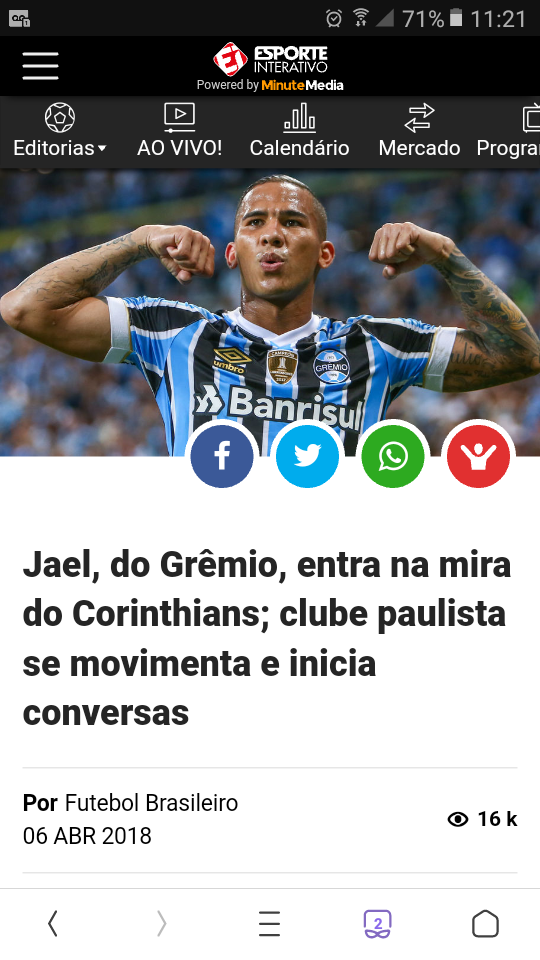 Corinthians negocia com Jael, do Grêmio, segundo EI