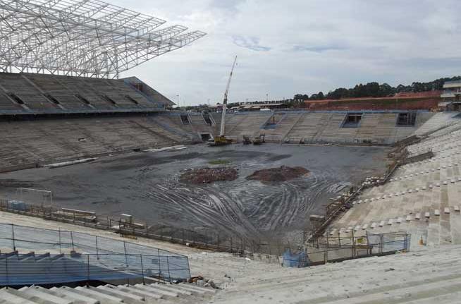 Arena Corinthians tem avano na construo das arquibancadas