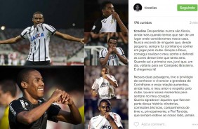 Elias se despede do Corinthians em publicao na rede social