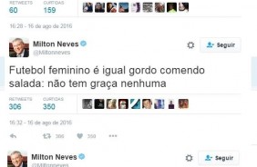 Perseguidor do Corinthians, Milton Neves faz comentrios machistas na web