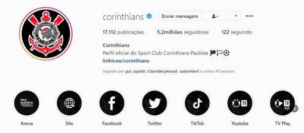 Instagram do Corinthians