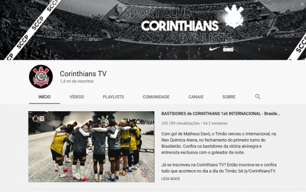 Youtube do Corinthians