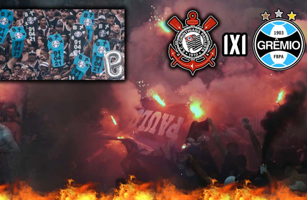 Torcida do Corinthians na arquibancada: os vinte minutos finais da Fiel em Corinthians 1x1 Grêmio