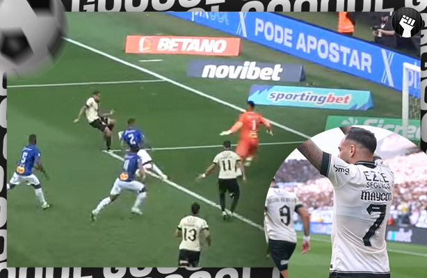 Maycon abre o palcar em gol do Corinthians contra o Santo Andr