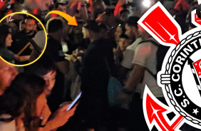 Memphis Depay atende torcedores na chegada do Corinthians em Crici�ma