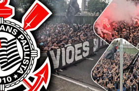 A caminhada dos Gavi�es da Fiel em apoio ao Corinthians pro Paulist�o