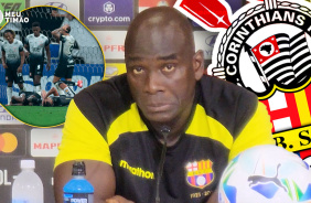 T�cnico do Barcelona-EQU fala sobre cera do goleiro em partida contra o Corinthians