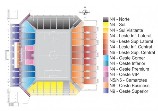 Mapa dos setores da Arena Corinthians